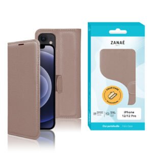 Etui Portefeuille Zanae pour iPhone 12 /  12 Pro, Taupe