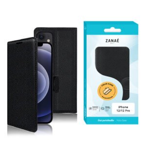 Etui Portefeuille Zanae pour iPhone 12 / 12 Pro, Noir