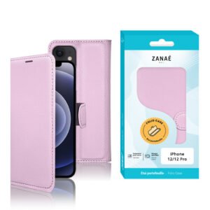 Etui Portefeuille Zanae pour iPhone 12 / 12 Pro, Rose