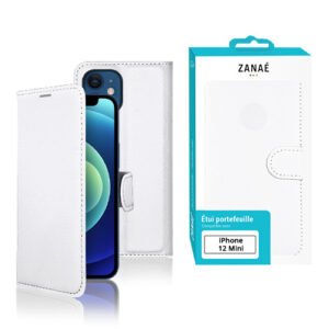 Etui Portefeuille Zanae pour iPhone 12 Mini, Blanc