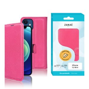 Etui Portefeuille Zanae pour iPhone 12 Mini, Fushia