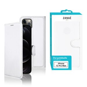 Etui Portefeuille Zanae pour iPhone 12 Pro Max, Blanc
