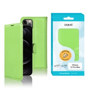 Etui Portefeuille Zanae pour iPhone 12 Pro Max, Vert