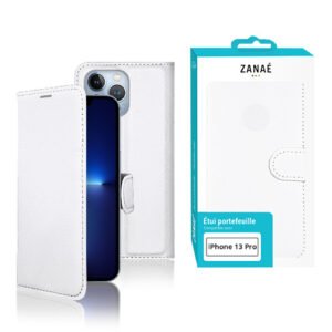 Etui Portefeuille Zanae pour iPhone 13 Pro, Blanc