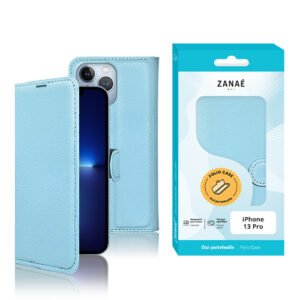 Etui Portefeuille Zanae pour iPhone 13 Pro, Bleu Clair