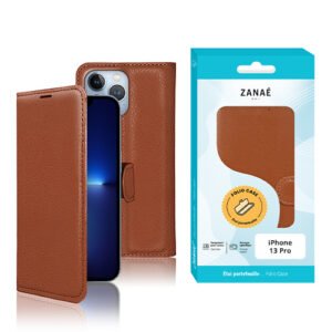 Etui Portefeuille Zanae pour iPhone 13 Pro, Marron