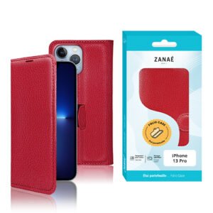 Etui Portefeuille Zanae pour iPhone 13 Pro, Rouge