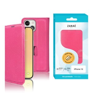 Etui Portefeuille Zanae pour iPhone 13, Fushia