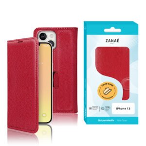 Etui Portefeuille Zanae pour iPhone 13, Rouge