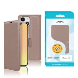 Etui Portefeuille Zanae pour iPhone 13, Taupe