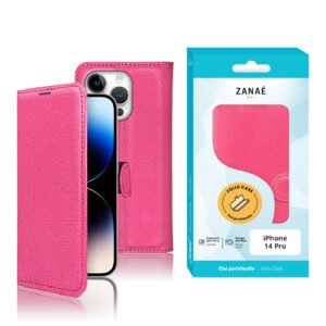 Etui Portefeuille Zanae pour iPhone 14  Pro, Fushia