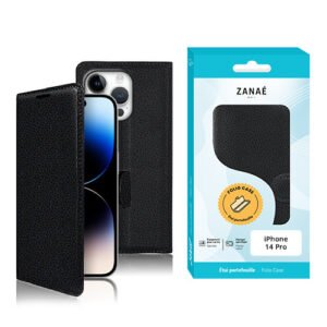 Etui Portefeuille Zanae pour iPhone 14  Pro, Noir