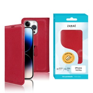 Etui Portefeuille Zanae pour iPhone 14  Pro, Rouge