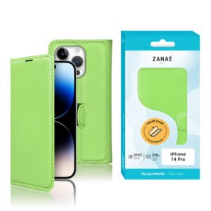 Etui Portefeuille Zanae pour iPhone 14  Pro, Vert