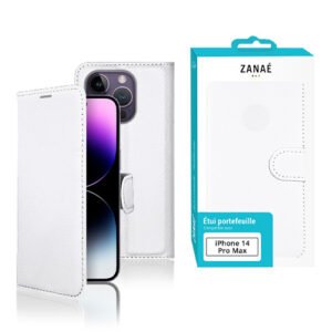 Etui Portefeuille Zanae pour iPhone 14 Pro Max, Blanc