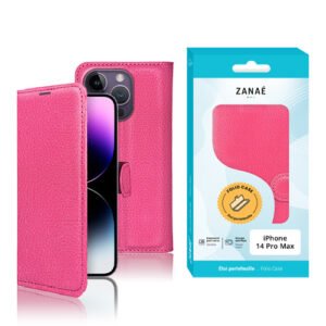 Etui Portefeuille Zanae pour iPhone 14 Pro Max, Fushia