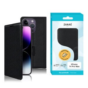 Etui Portefeuille Zanae pour iPhone 14 Pro Max, Noir