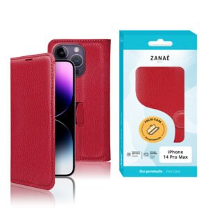 Etui Portefeuille Zanae pour iPhone 14 Pro Max, Rouge