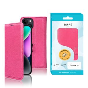 Etui Portefeuille Zanae pour iPhone 14, Fushia