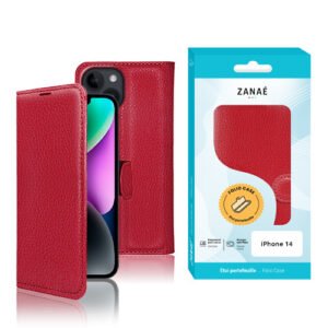 Etui Portefeuille Zanae pour iPhone 14, Rouge
