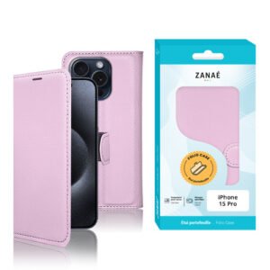 Etui Portefeuille Zanae pour iPhone 15 Pro, Rose