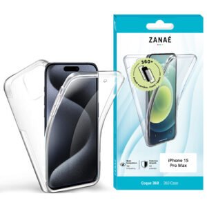 Coque 360 pour iPhone 15 Pro Max, Transparent
