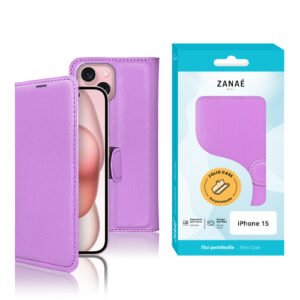 Etui Portefeuille Zanae pour iPhone 15, Violet