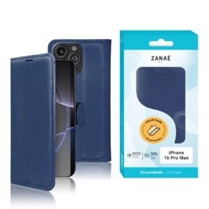 Etui Portefeuille Zanae pour iPhone 16 Pro Max, Marine