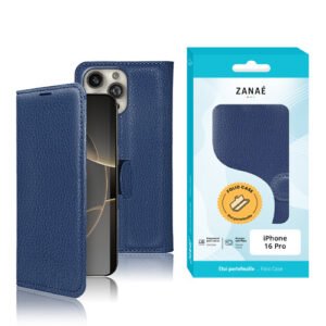 Etui Portefeuille Zanae pour iPhone 16 Pro, Marine
