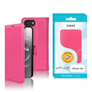 Etui Portefeuille Zanae pour iPhone 16e, Fushia