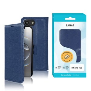 Etui Portefeuille Zanae pour iPhone 16e, Marine