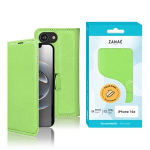 Etui Portefeuille Zanae pour iPhone 16e, Vert