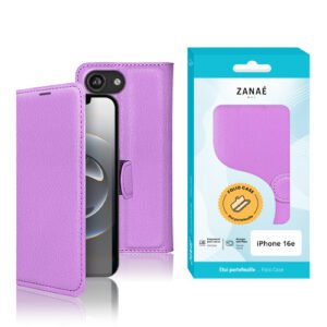 Etui Portefeuille Zanae pour iPhone 16e, Violet