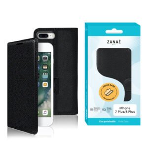 Etui Portefeuille Zanae pour iPhone 7 Plus / 8 Plus,  Noir
