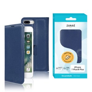 Etui Portefeuille Zanae pour iPhone 7 Plus / 8 Plus, Marine
