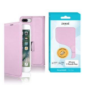 Etui Portefeuille Zanae pour iPhone 7 Plus / 8 Plus, Rose