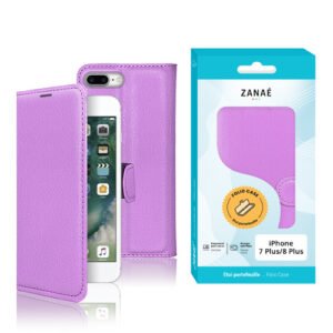 Etui Portefeuille Zanae pour iPhone 7 Plus / 8 Plus, Violet