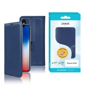 Etui Portefeuille Zanae pour iPhone X / XS, Marine