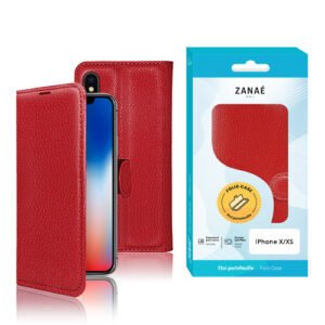 Etui Portefeuille Zanae pour iPhone X / XS, Rouge