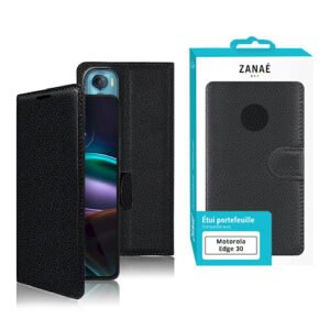 Etui Portefeuille Zanae pour Motorola Edge 30, Noir