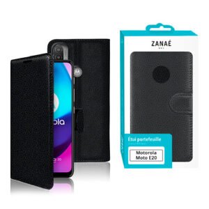 Etui Portefeuille Zanae pour Motorola Moto E20/E30/E40, Noir