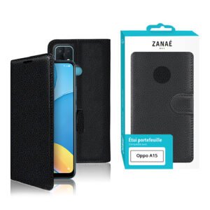 Etui Portefeuille Zanae pour Oppo A15, Noir