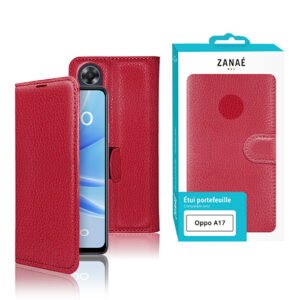 Etui Portefeuille Zanae pour Oppo A17, Rouge