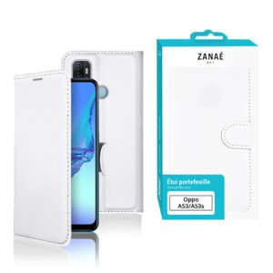 Etui Portefeuille Zanae pour Oppo A53 / Oppo A53s, Blanc