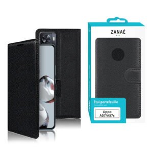 Etui Portefeuille Zanae pour Oppo A57 5G / A77 5G, Noir