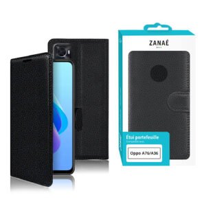 Etui Portefeuille Zanae pour Oppo A76 / A36, Noir