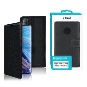 Etui Portefeuille Zanae pour Oppo Reno3 Pro 5G / Find X2 Neo, Noir