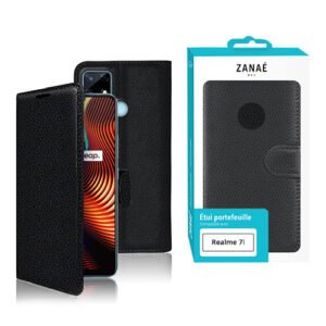 Etui Portefeuille Zanae pour Realme 7i (Global), Noir