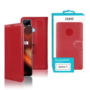 Etui Portefeuille Zanae pour Realme 7i (Global), Rouge