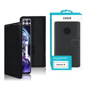 Etui Portefeuille Zanae pour Realme 8i, Noir
